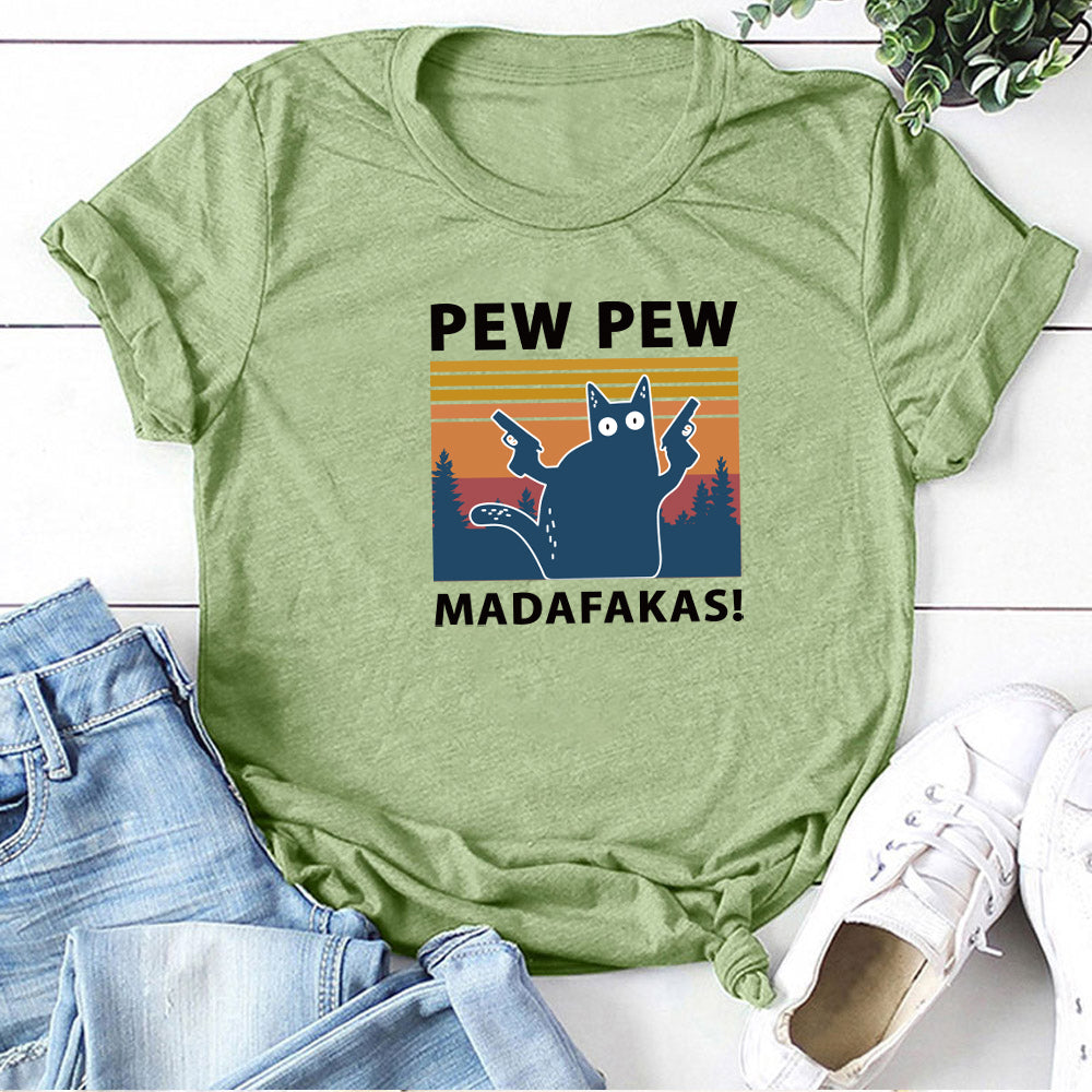 Short Sleeve Pew Maddakas Print T-Shirt GlamzLife