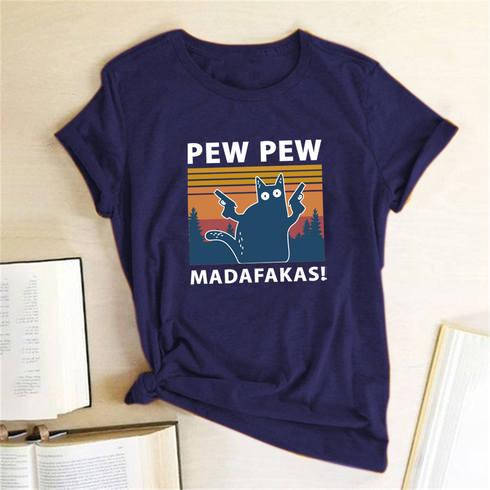 Short Sleeve Pew Maddakas Print T-Shirt GlamzLife