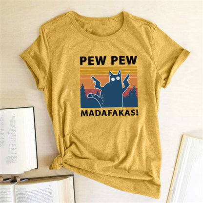 Short Sleeve Pew Maddakas Print T-Shirt GlamzLife