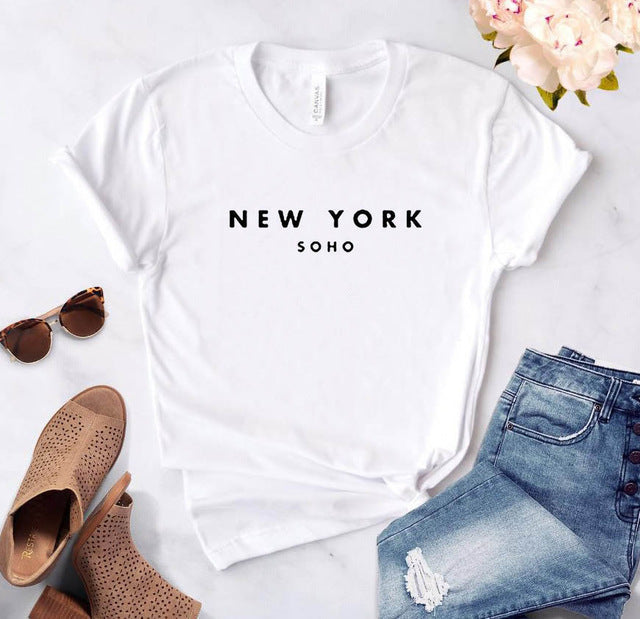 Simple Letter Printing Fashion Short-sleeved T-shirt GlamzLife