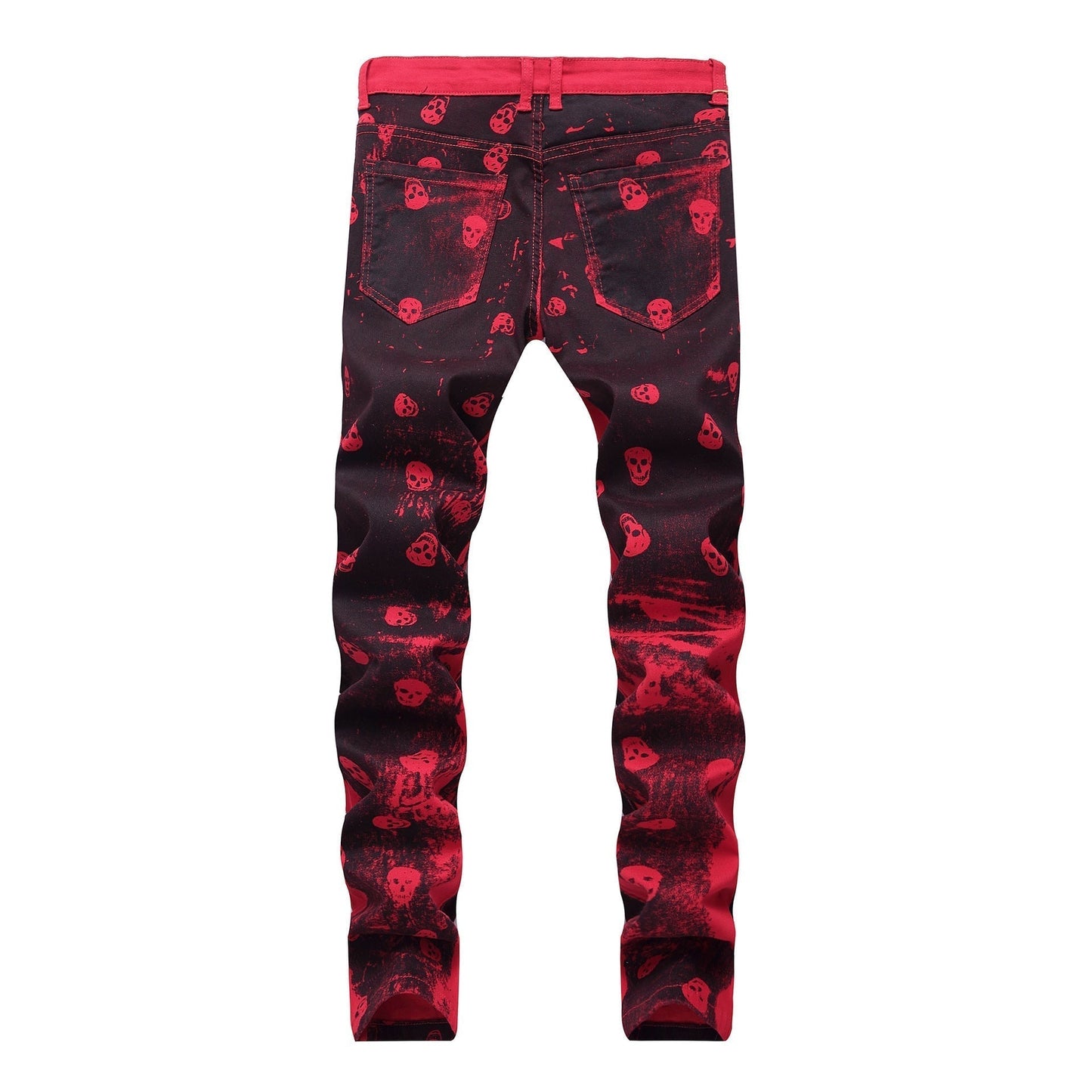 Skull Printed Solid Red Jeans | GlamzLife