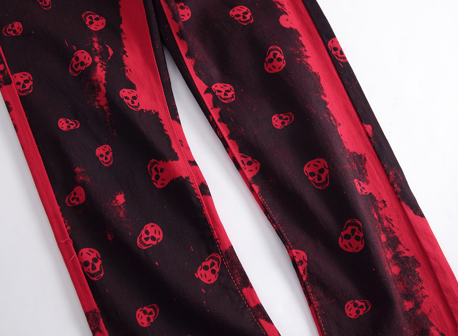 Skull Printed Solid Red Jeans | GlamzLife