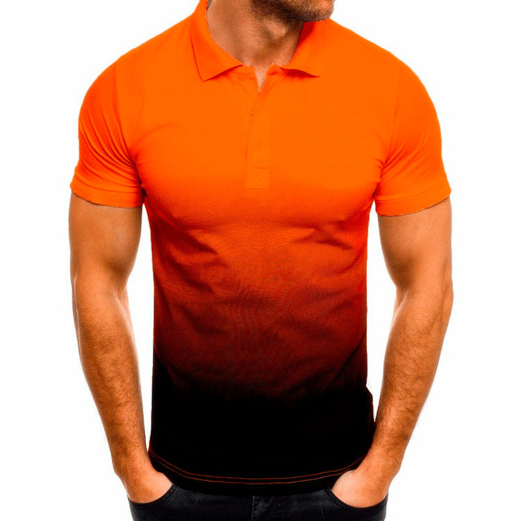 Slim-fit Gradient Print Short-sleeved Lapel Shirt GlamzLife