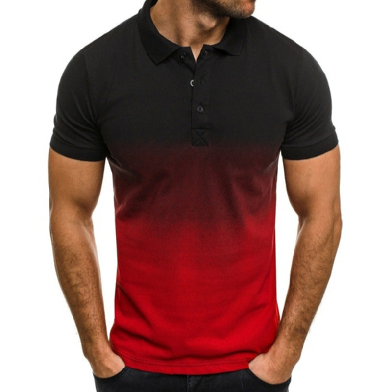 Slim-fit Gradient Print Short-sleeved Lapel Shirt GlamzLife