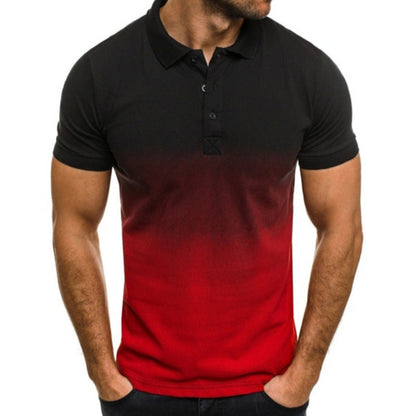 Slim-fit Gradient Print Short-sleeved Lapel Shirt | GlamzLife