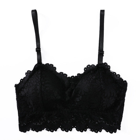 Solid Color Lace Beauty Bralette | Black One size | GlamzLife