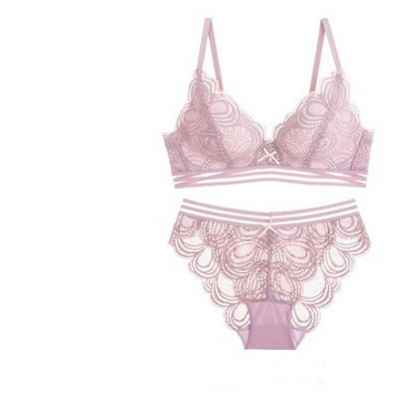 Solid Lace Up Bra Set | Pink Bra | GlamzLife