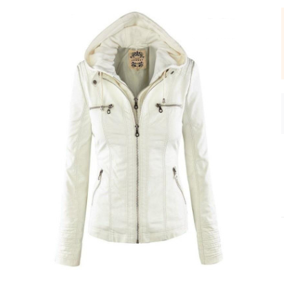 Solid Leather Jacket For Women's | White | GlamzLife