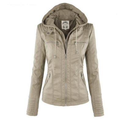 Solid Leather Jacket For Women's | Apricot | GlamzLife