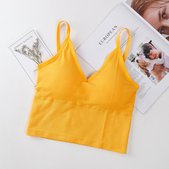 Sports Tube Top Beautiful Back Bra | Yellow One size | GlamzLife