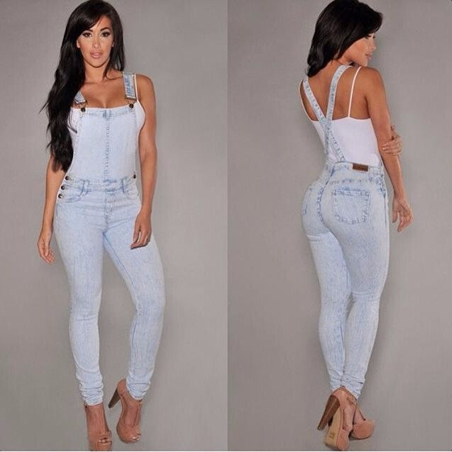 Stylish Denim Dungaree For Women's | Sky Blue | GlamzLife