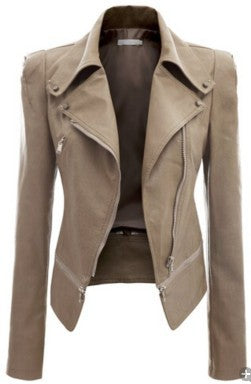 Stylish Leather Zipper Jackets For Women's | Apricot | GlamzLife
