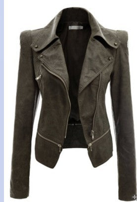 Stylish Leather Zipper Jackets For Women's | Army green | GlamzLife
