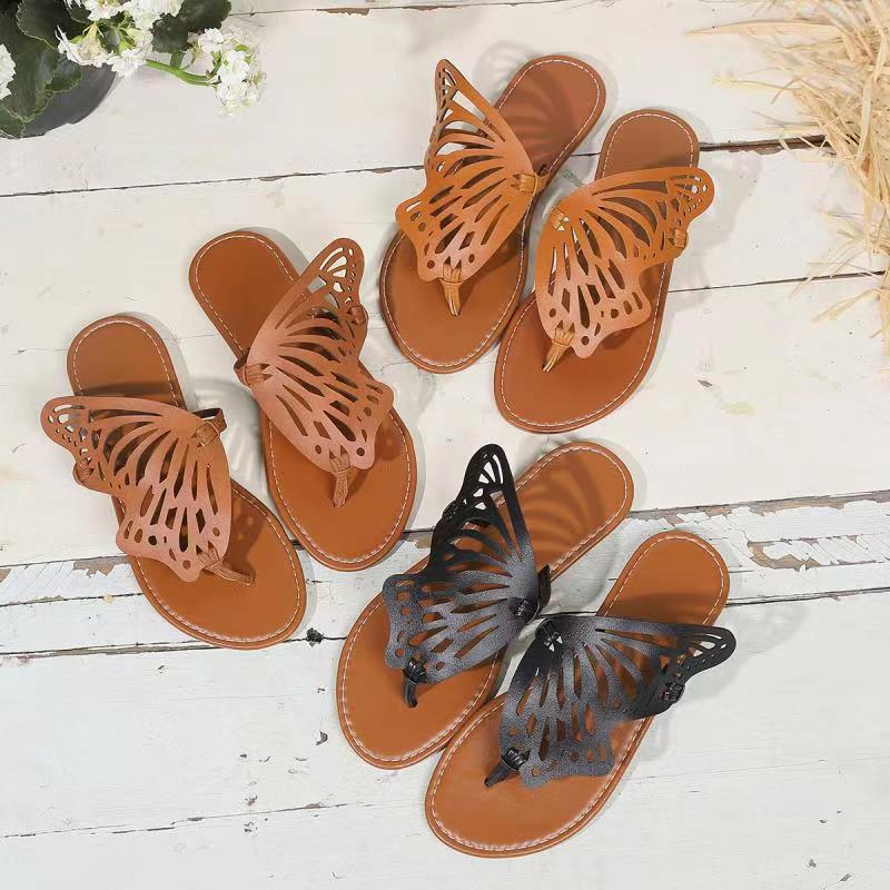 Summer Sandals Vintage Flip Flop Butterfly Wings Flat Shoes Outdoor Slippers GlamzLife