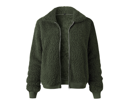 Velvet Lapel Short Jacket For Women's | Army Green | GlamzLife