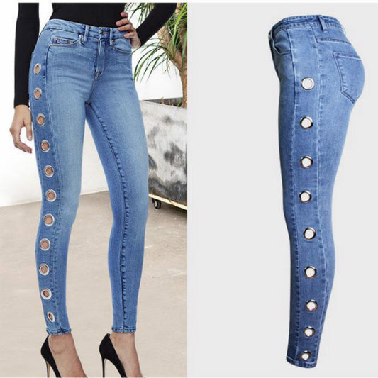 Washed Tight Hoop Jeans For Women's | | GlamzLife