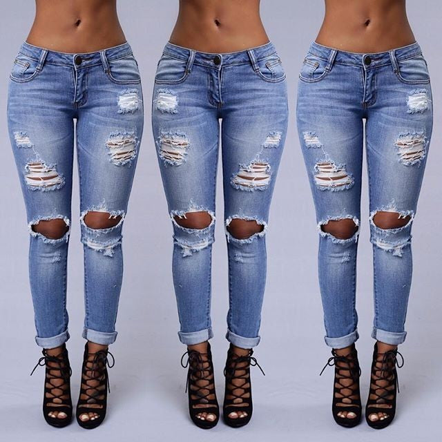 Women's Comfy Skinny Ripped Jeans | | GlamzLife