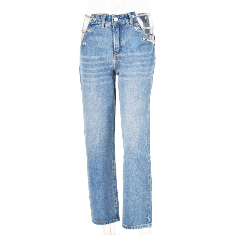 Women's Fashionable High Waist Denim Jeans | Blue | GlamzLife