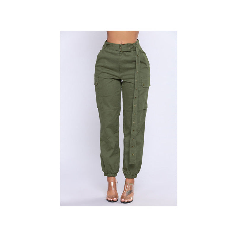 Women's High Waist Trendy Overall Harem Pant | Army Green | GlamzLife