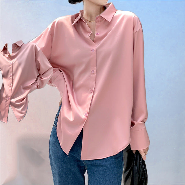 Women's Long-sleeved Satin Shirt GlamzLife
