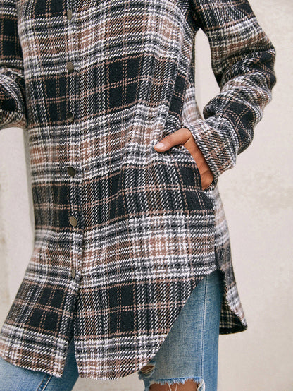 Women's Loose Casual Plush Plaid Shirt | GlamzLife