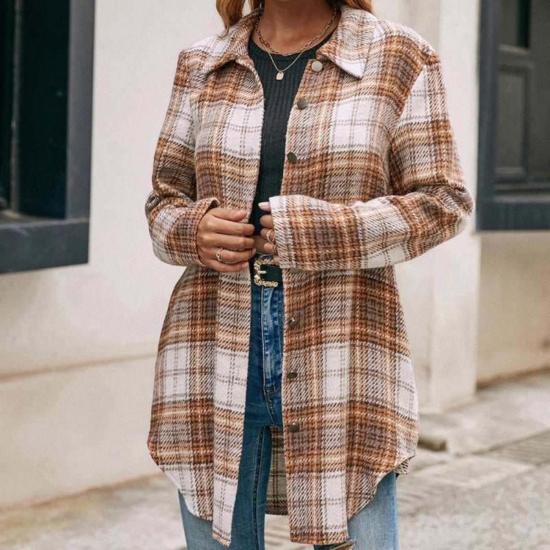 Women's Loose Casual Plush Plaid Shirt | GlamzLife