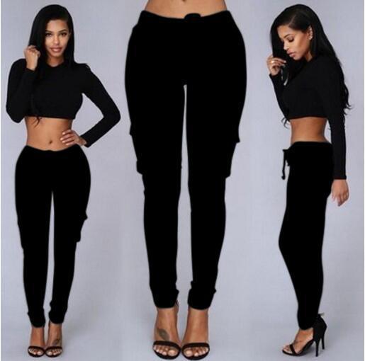 Women's Multi Pockets Casual Trouser | Black | GlamzLife
