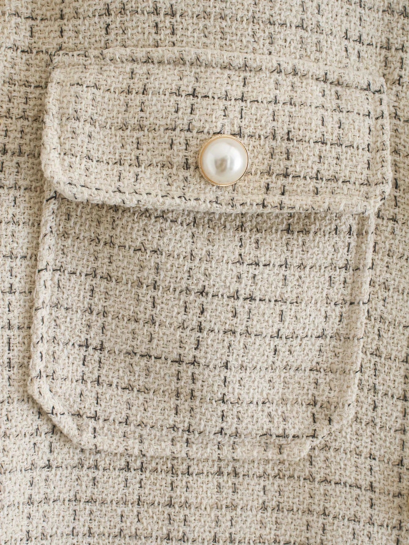 Women's Plaid Pattern Thick Pearl Button Elegant Coat GlamzLife