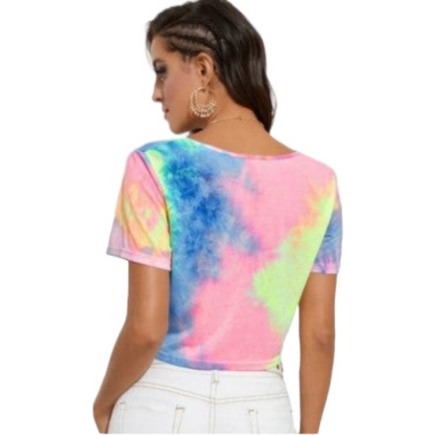 Women's Printed Tie Dye Multicolor Crop T-shirt GlamzLife