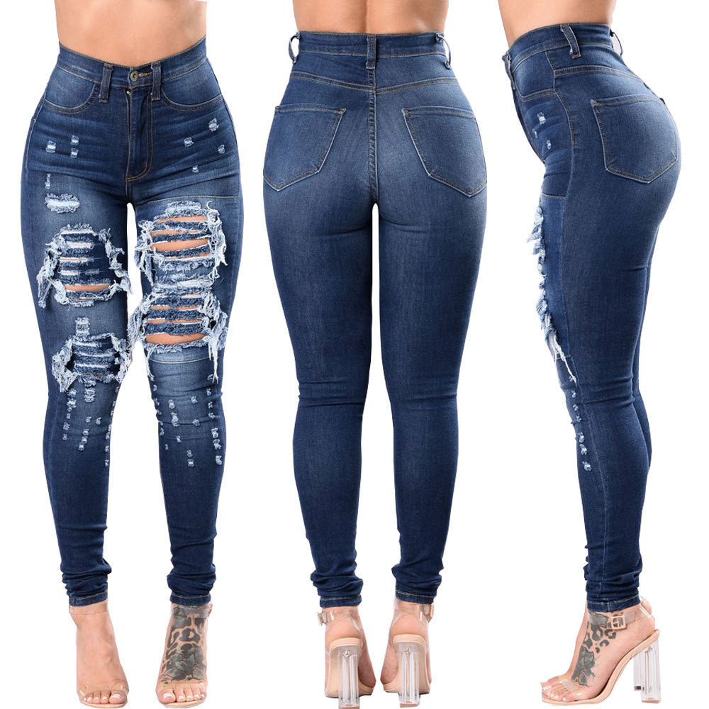 Women's Ripped Denim Washed Pants | | GlamzLife