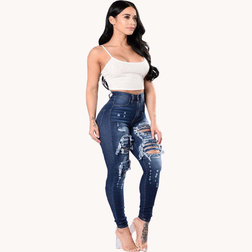 Women's Ripped Denim Washed Pants | | GlamzLife