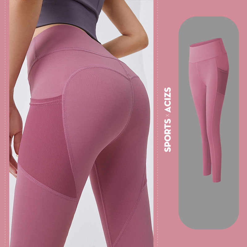 Women's Slim Fit With Pocket Sport Leggings | Bean Paste Pink | GlamzLife