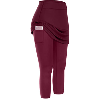 Women's Trendy Tennis Skirted Legging | Wine Red | GlamzLife