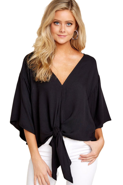 Women's V-neck Short-sleeved Printed Loose Top GlamzLife