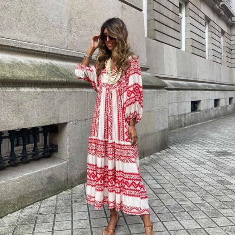 Women's Vintage Printed Elegant Dress | GlamzLife