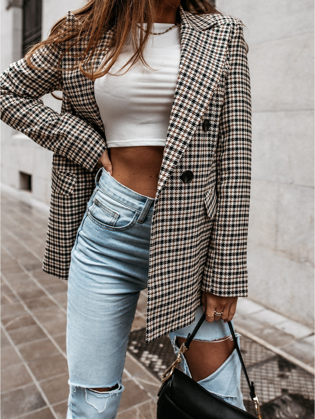 Women's Winter Plaid Long Suit Jacket | | GlamzLife